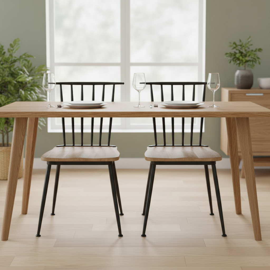 Mango Wood Slatted Back Chairs 865mm for Indoor Dining (Pack of 2)