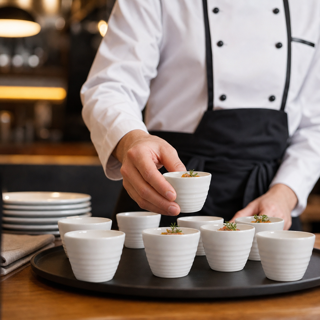 Ripple Dip Pots 57ml Porcelain for Event Dining (Pack of 12)