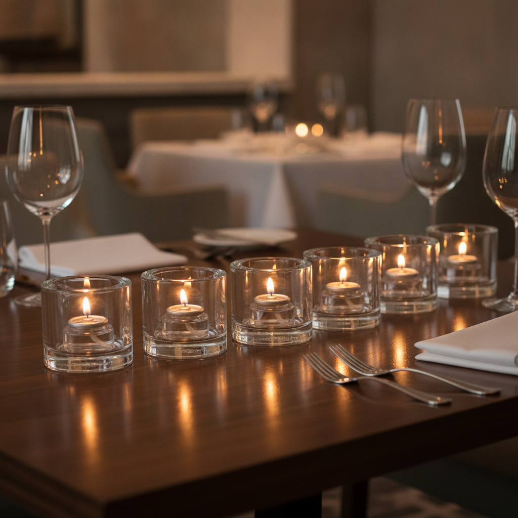 Clear Tealight Candle Holder 70x73mm for Event Venues (Pack of 6)