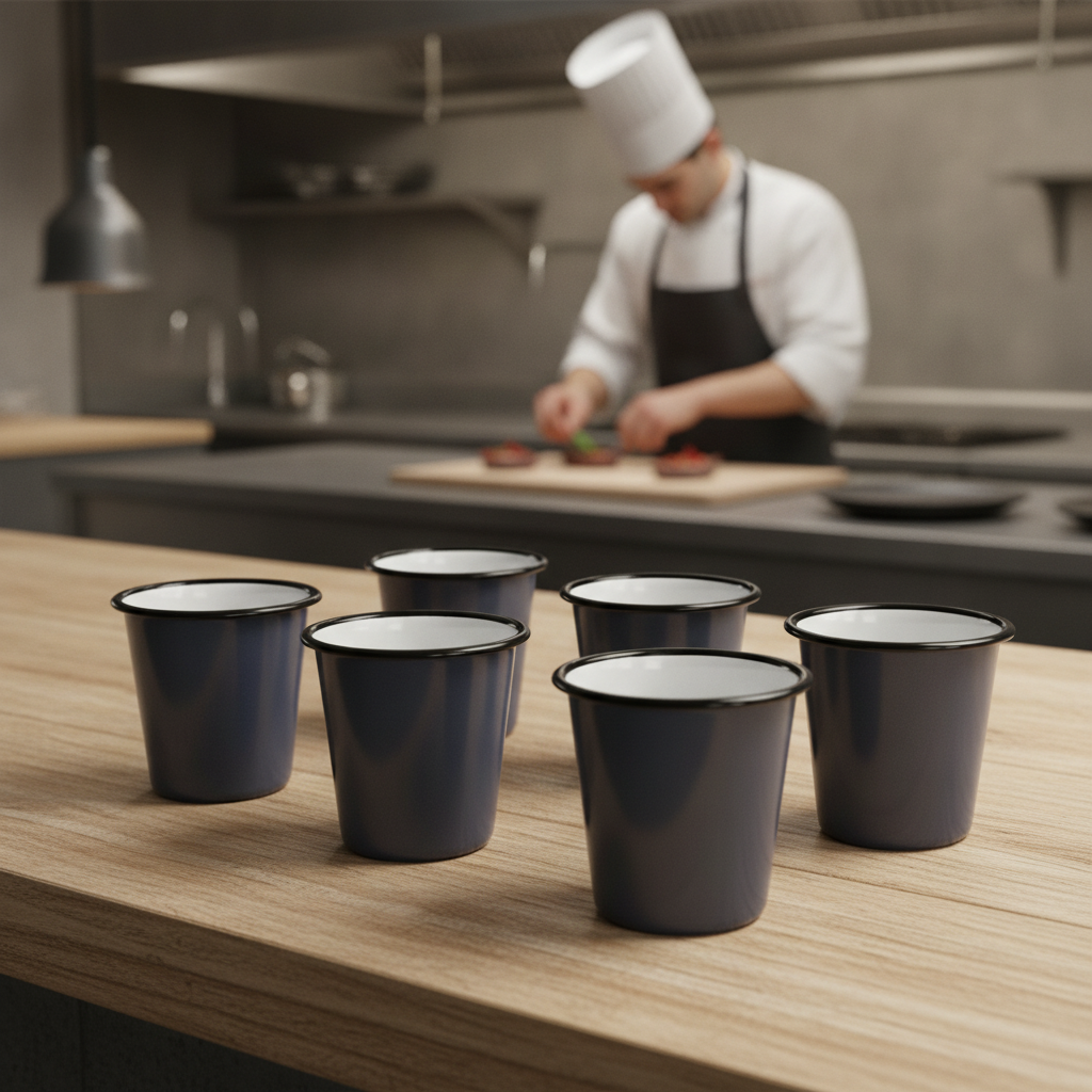 Enamelled Steel Grey Tumblers 310ml for Home & Office (Pack of 6)