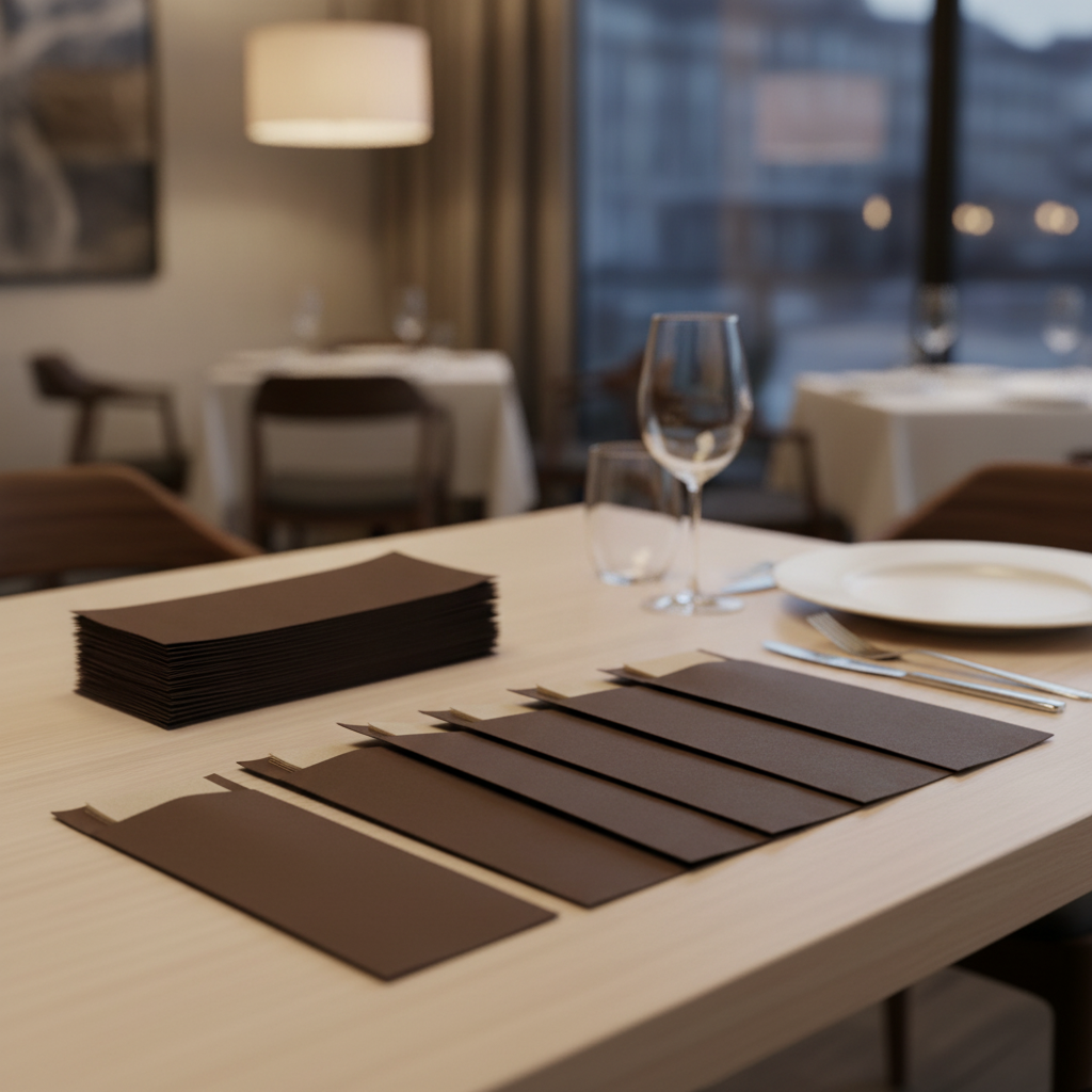 Chocolate Brown Cutlery Pouch with Kraft Napkin for Restaurants (Pack of 500)