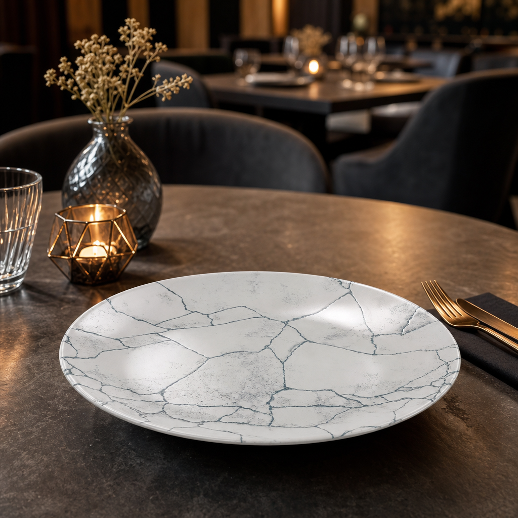 Coupe Plate Grey Vitrified Ceramic for Elegant Dining (Pack of 12)