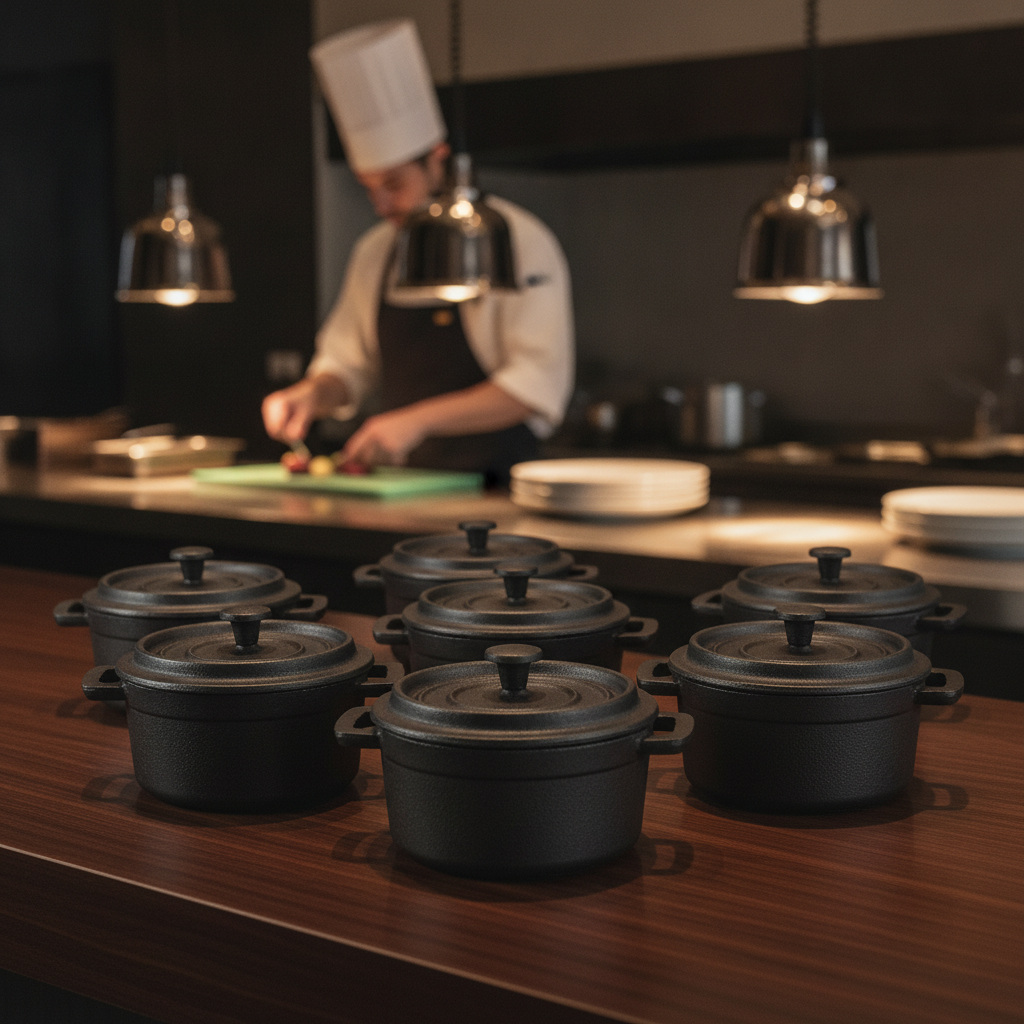 Cast Iron Round Pot Staub 250ml for Serving Dishes (Pack of 6)