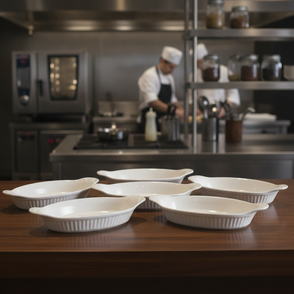 Porcelain Oval Eared Dishes 1.179L for Catering Use (Pack of 6)