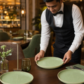 Walled Plates 260mm Green Vitrified Ceramic for Dining (Pack of 6)