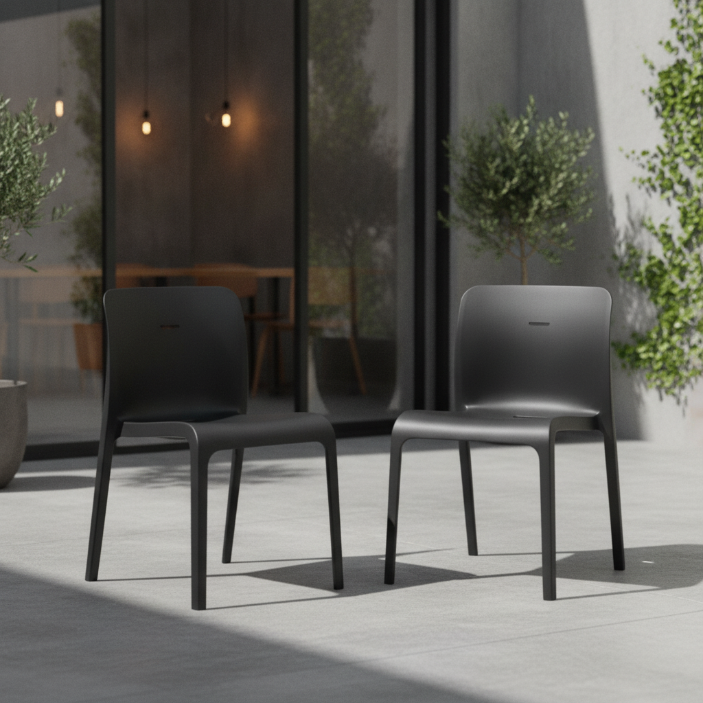 Polypropylene Traffic Black POP Chairs 780x480mm for Indoor & Outdoor Use (Pack of 2)