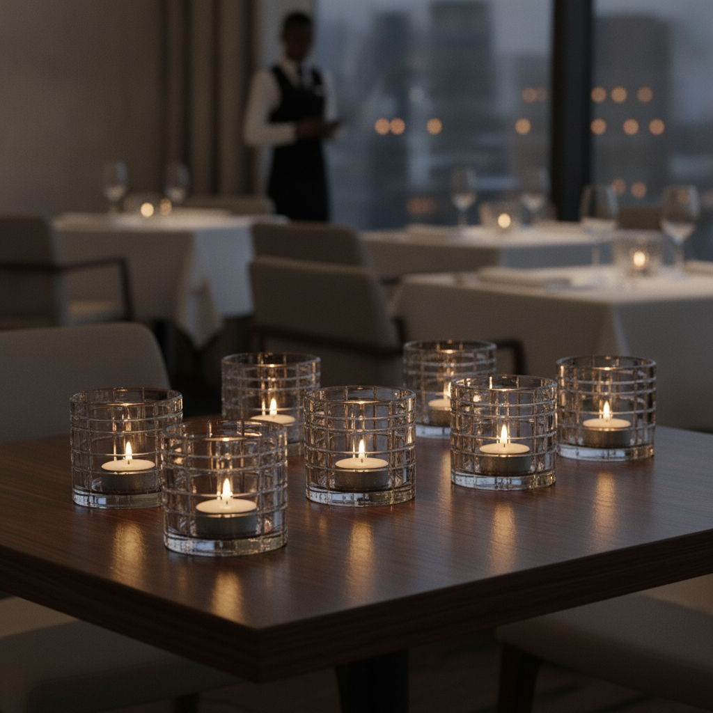 Soda Lime Clear Tealight Holders 45mm for Stylish Table Centrepieces (Pack of 6)