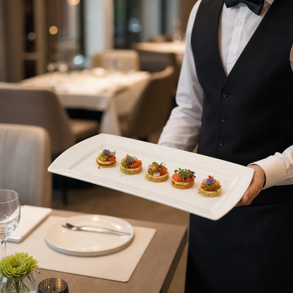 Rectangular Trays 340x150mm Bone China for Elegant Serving (Pack of 12)