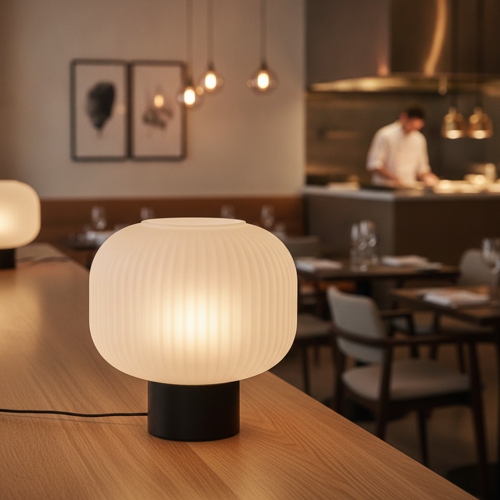 Glass Table Lamp with Wooden Base 200mm for Elegant Ambiance