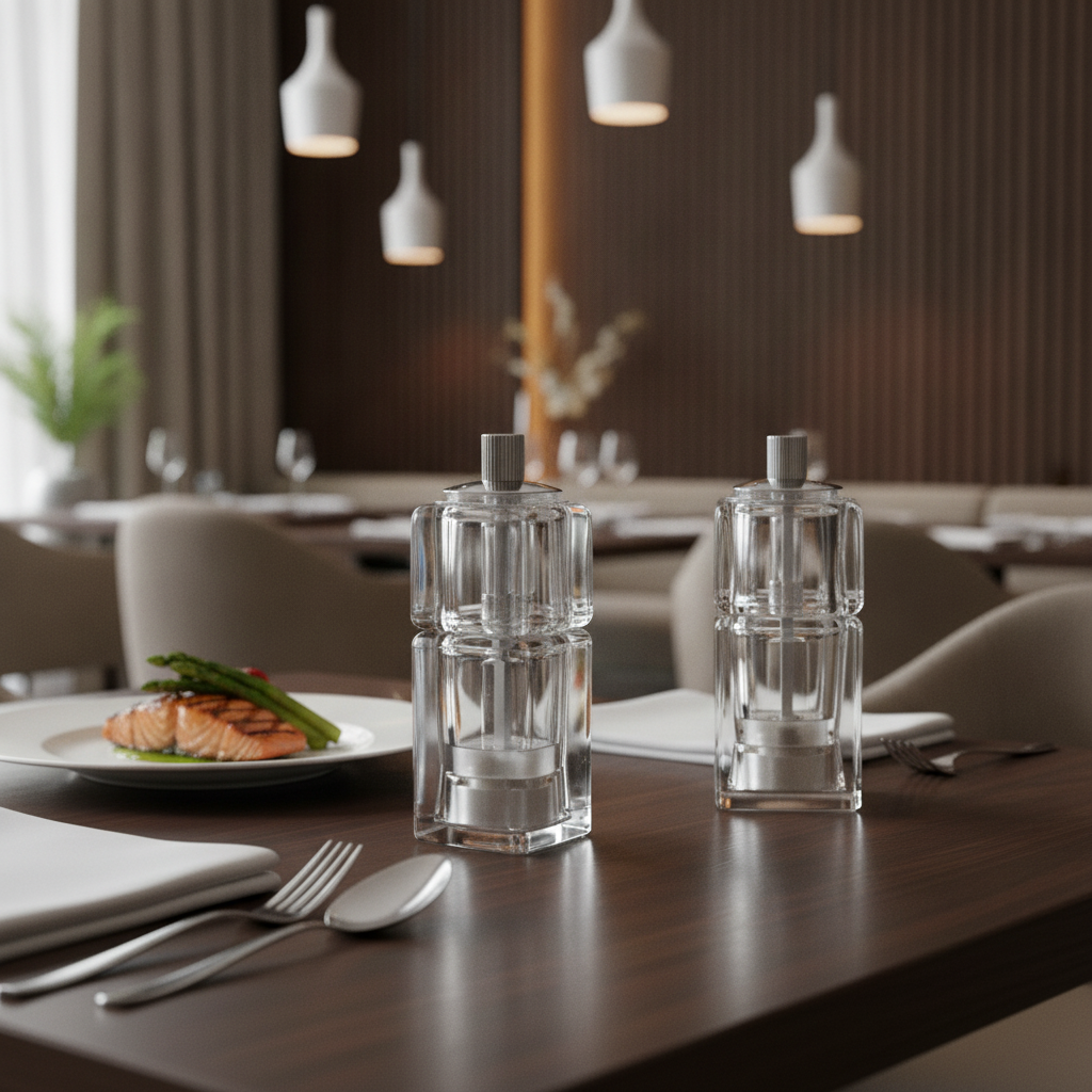 Acrylic Combined Salt and Pepper Mill 40mm for Dining Tables