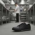 Microfibre Black Safety Trainers with Steel Toe Cap for Hospitality Use