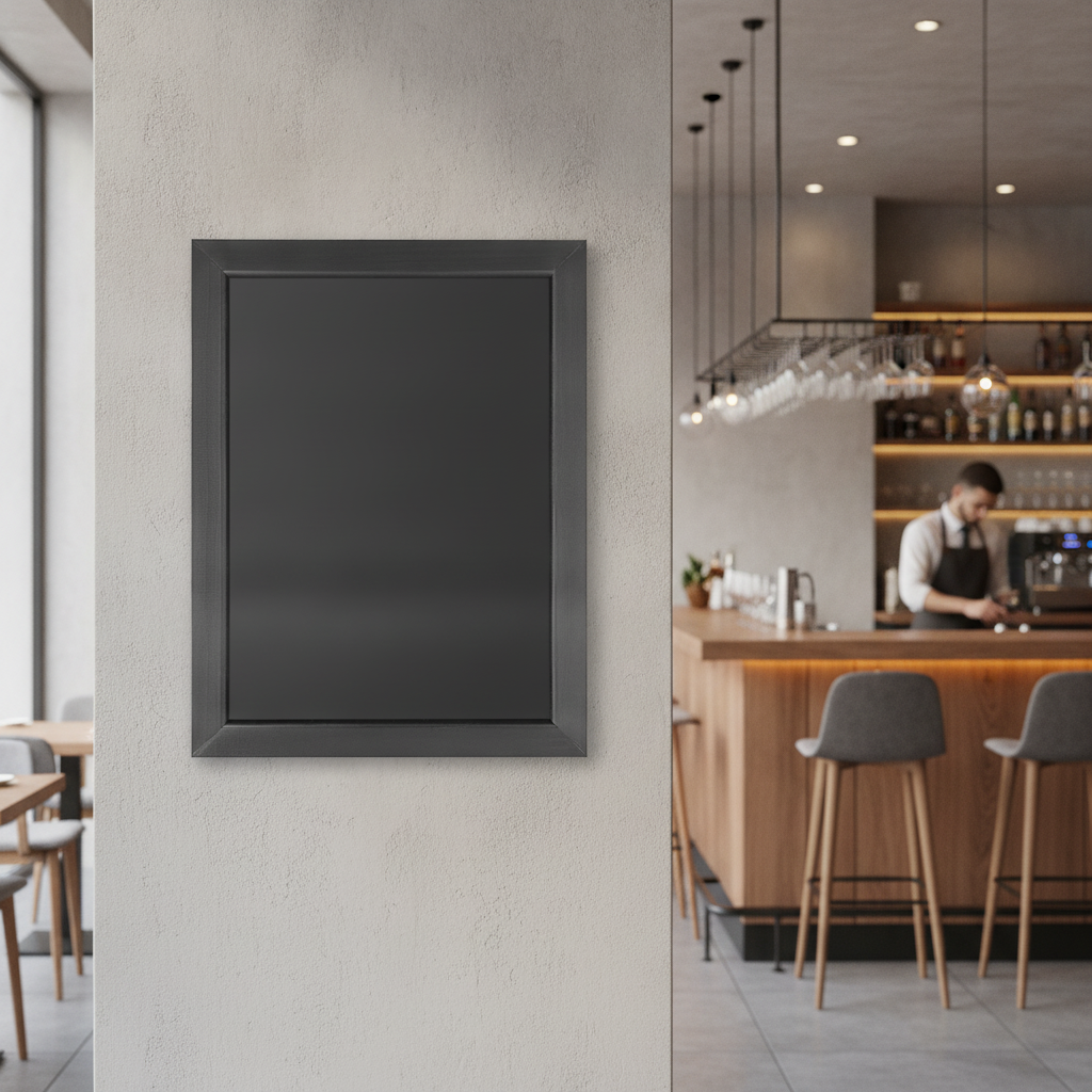 MDF & Pine Framed Black Wallboard 450x600mm for Restaurants