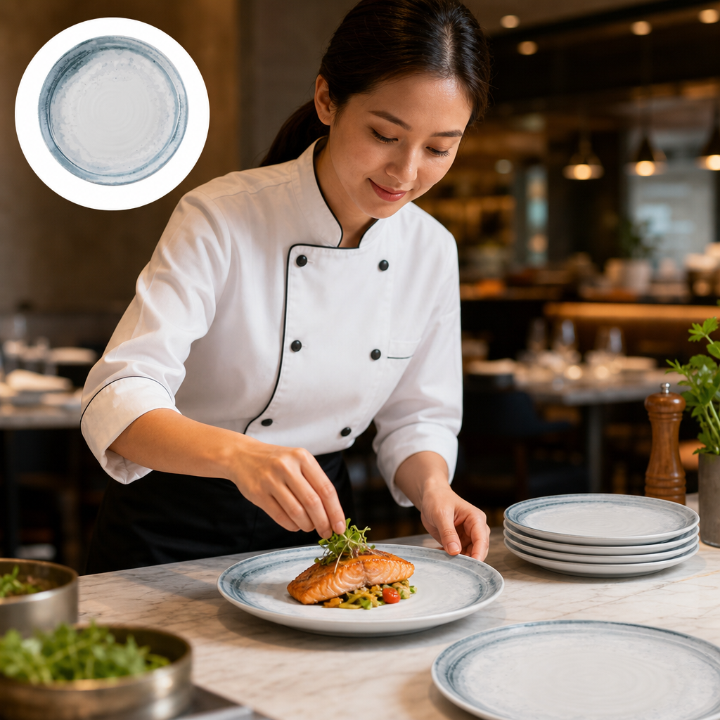 Vitrified Organic Coupe Plate 270mm China for Dining (Pack of 12)