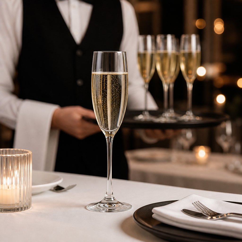 Lead-Free Crystal Champagne Flutes 170ml for Events (Pack of 6)