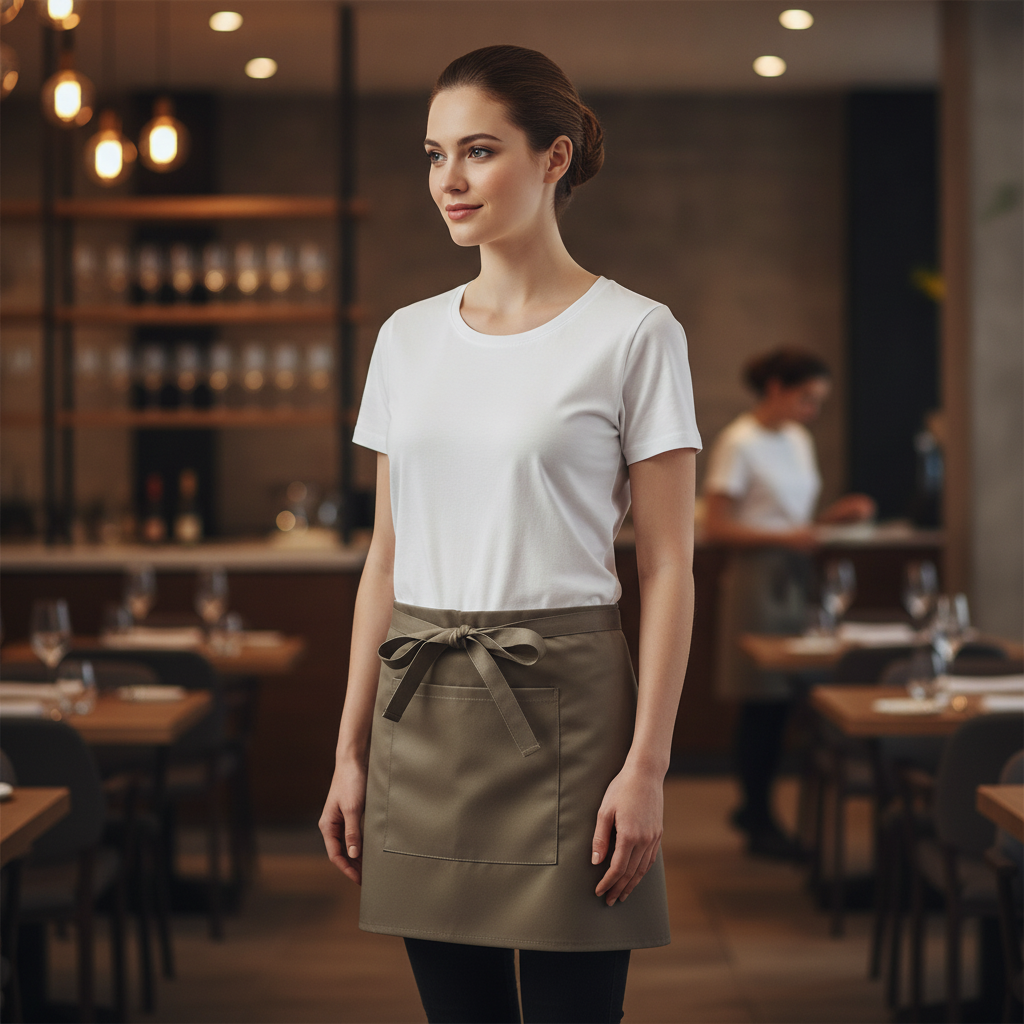 Polycotton Olive Waist Apron for Front of House Service