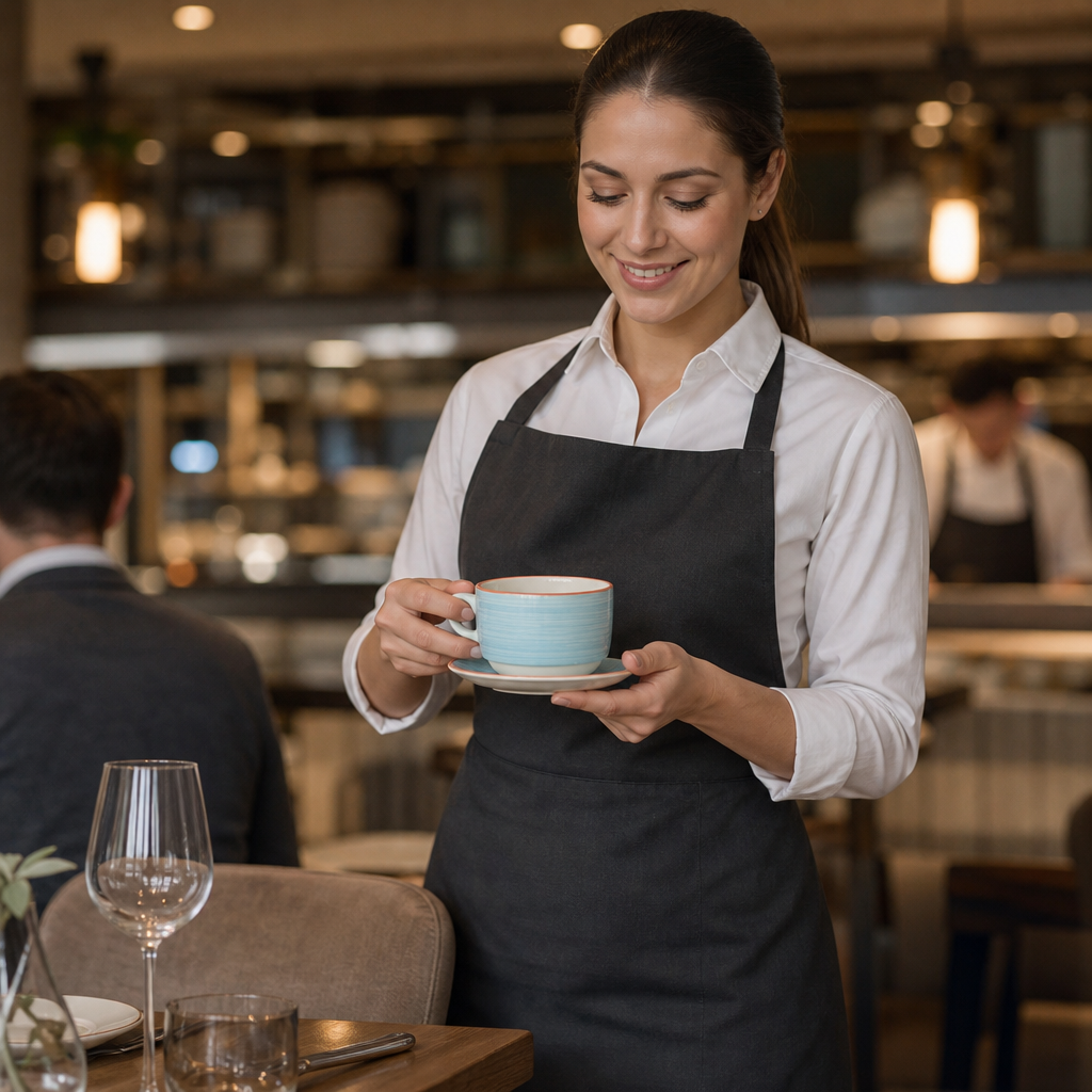 Slimline Stacking Cups Alumina 200ml Blue Vitrified Ceramic for Cafés (Pack of 36)