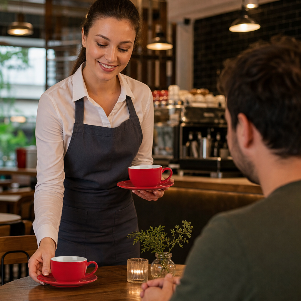 Red Stoneware Coffee Cups 230ml for Unique Beverage Service (Pack of 12)