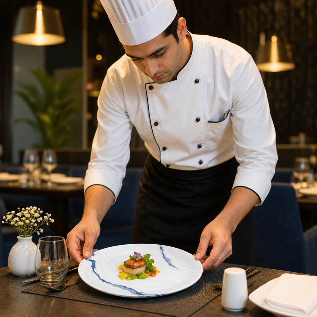 Walled Plates 210mm Blue Vitrified Ceramic for Dining (Pack of 6)