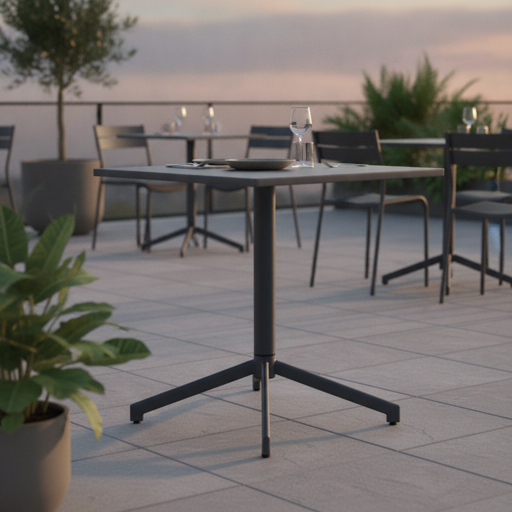 Powder Coated Steel Folding Table 700x700mm for Outdoor Use