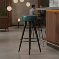 Genuine Leather Stool in Vintage Blue 790mm for Hospitality Spaces