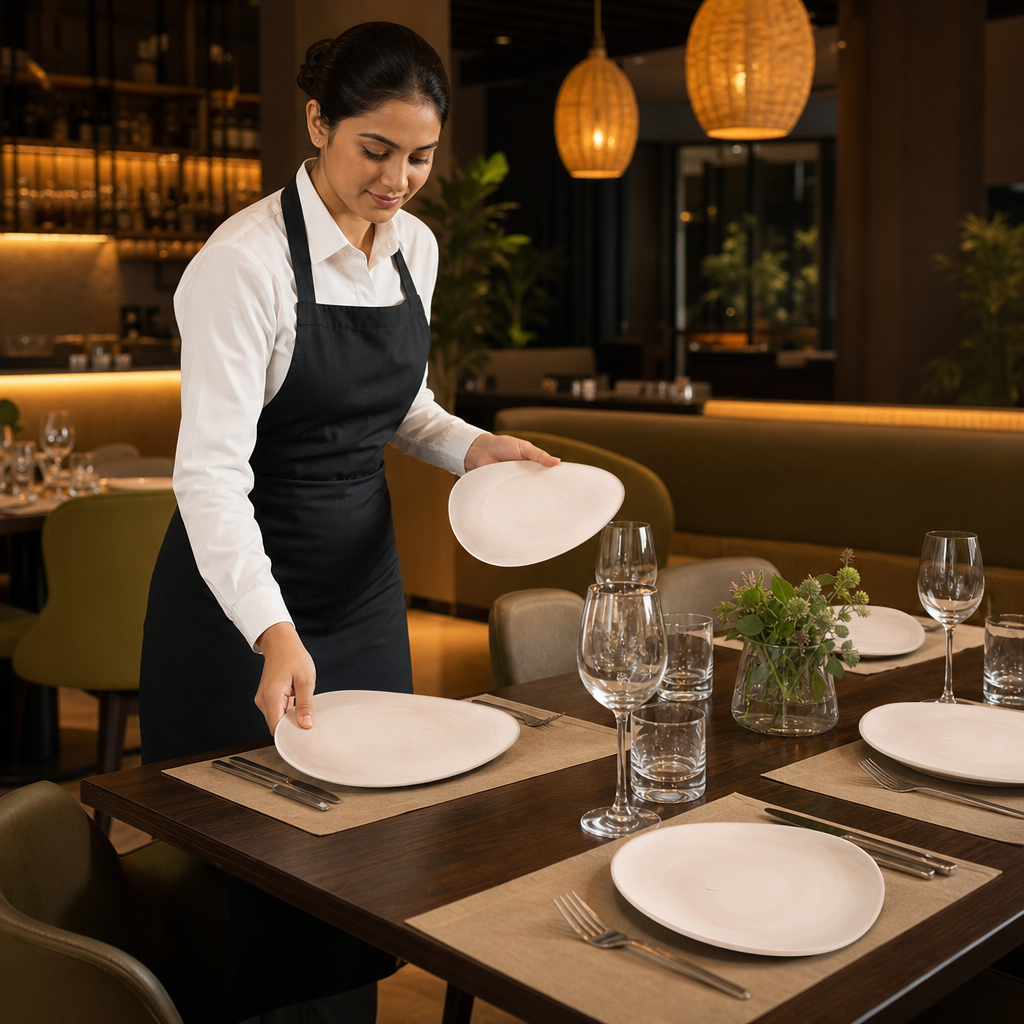 Plates 254mm Coral Vitrified Ceramic for Dining Tables (Pack of 12)