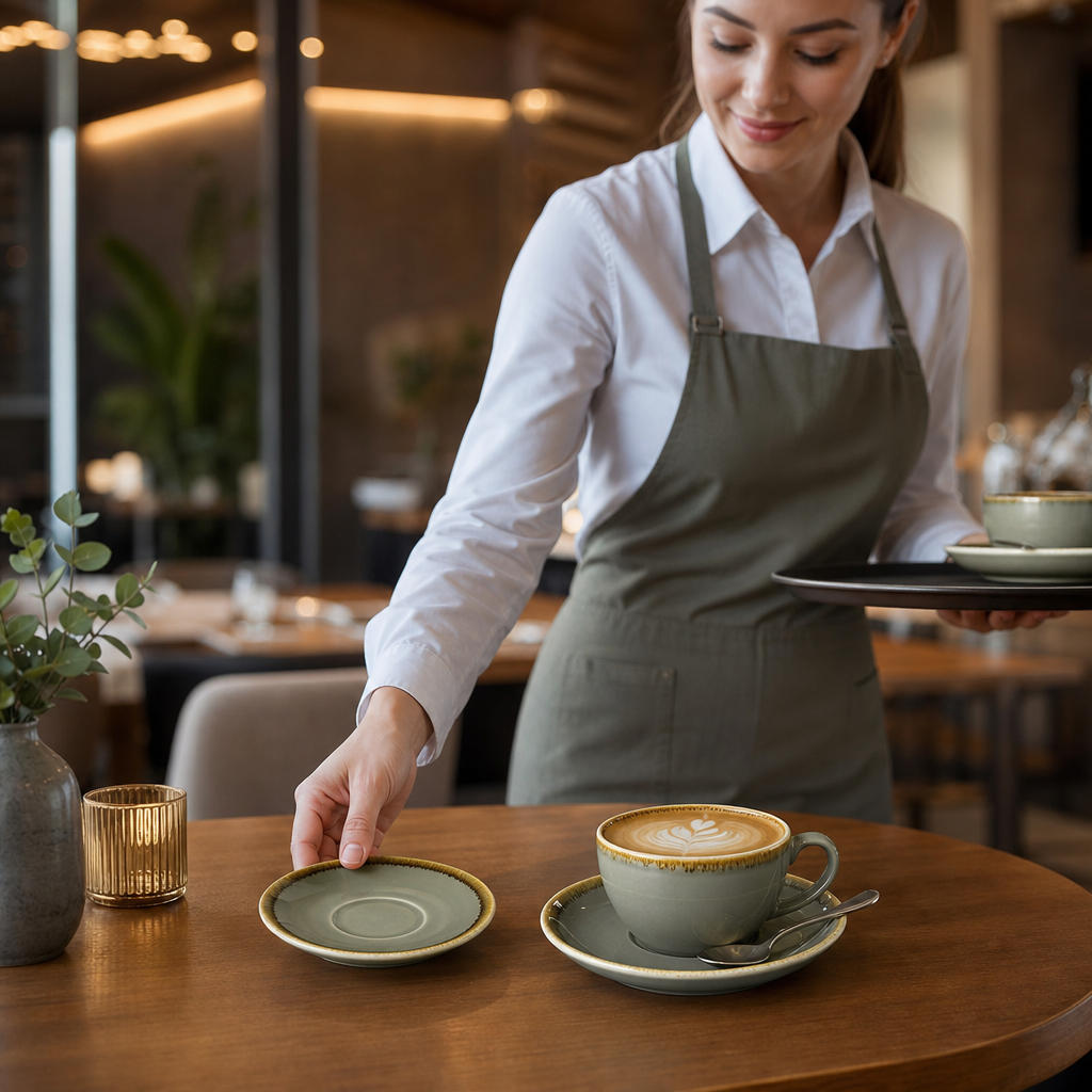 Cappuccino Saucers Moss 140mm Porcelain for Modern Table Settings (Pack of 6)
