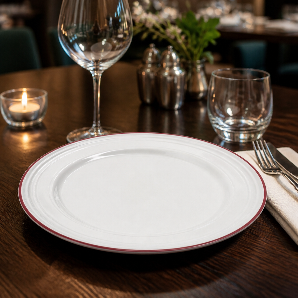 Plates 165mm Maroon China for Elegant Dining (Pack of 12)