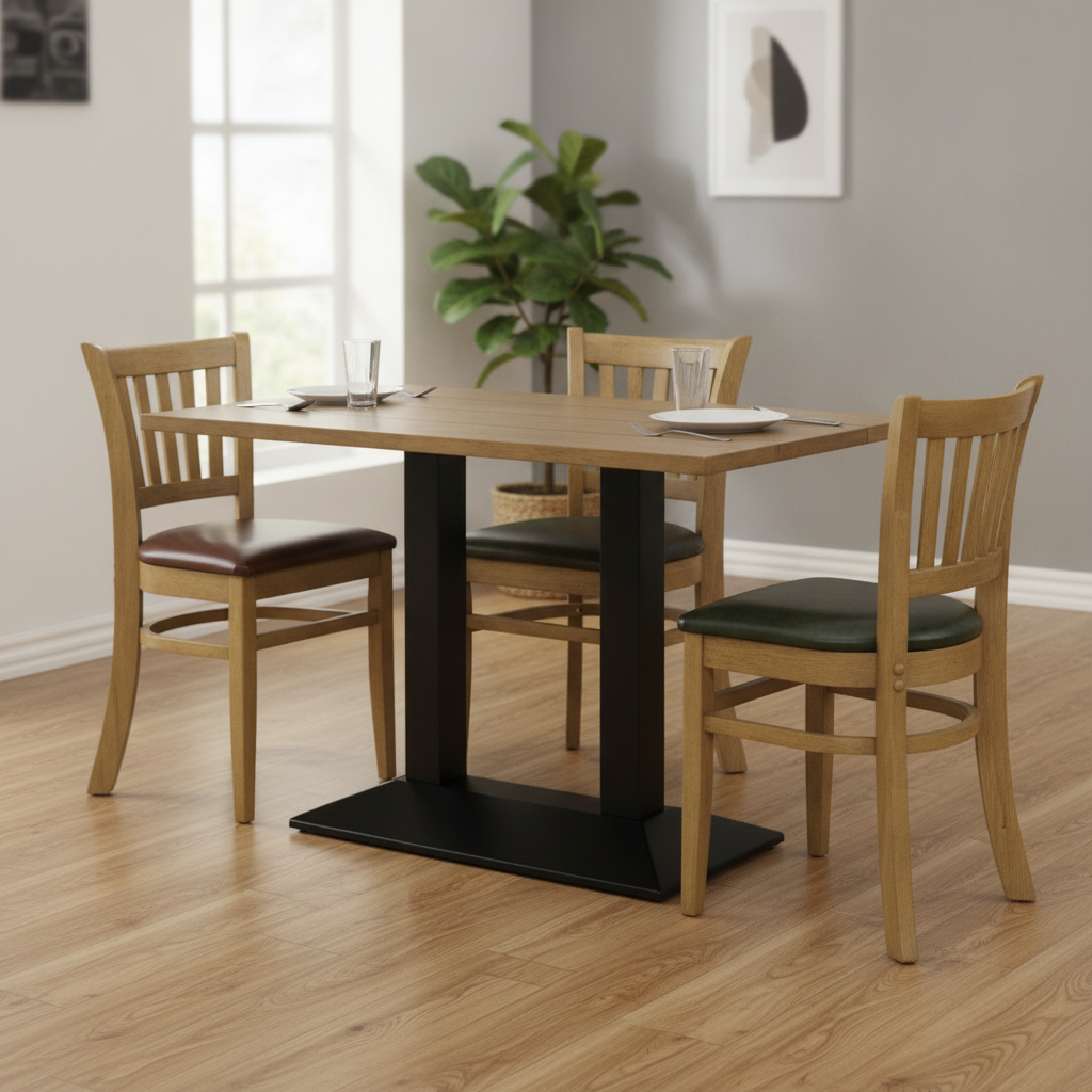 Rubber Wood Dining Table with 4 Chairs 750mm for Dining Rooms