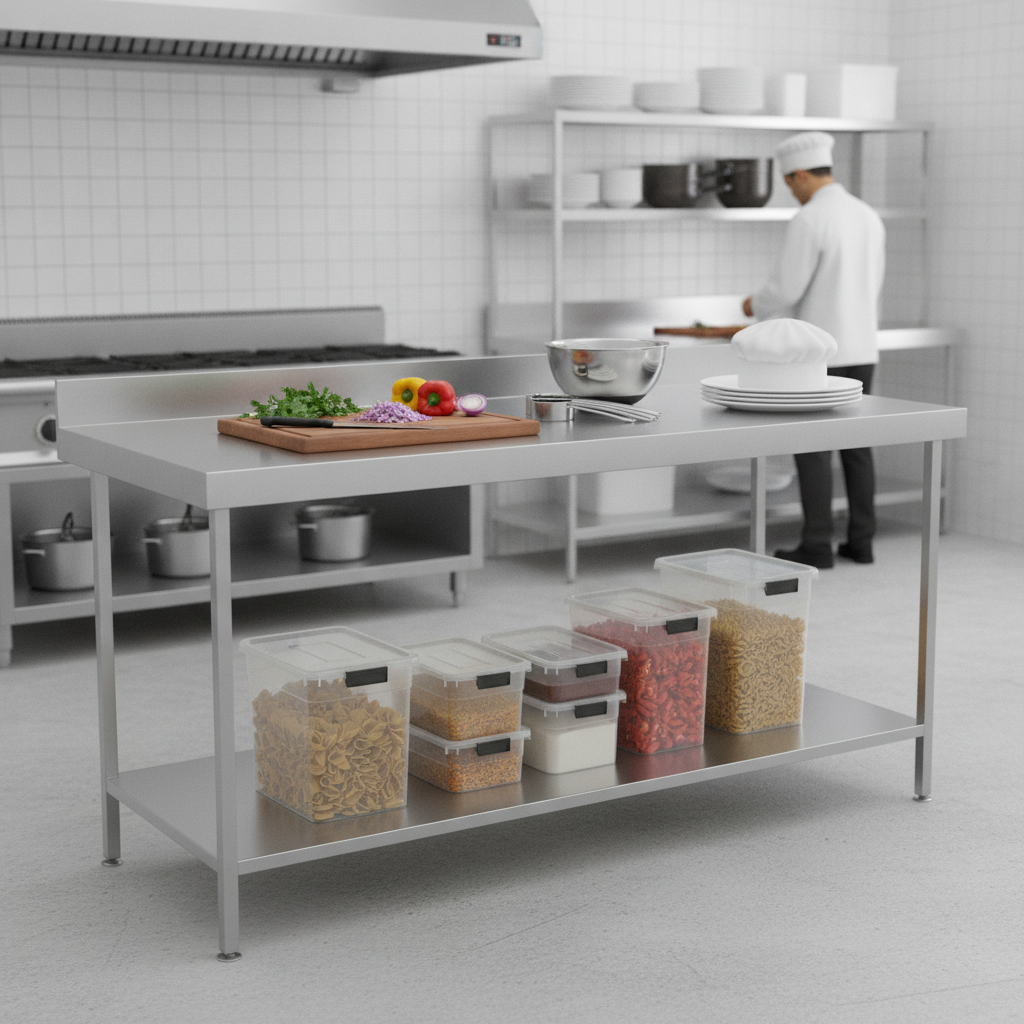 304 Stainless Steel Wall Table 600mm Deep for Food Preparation