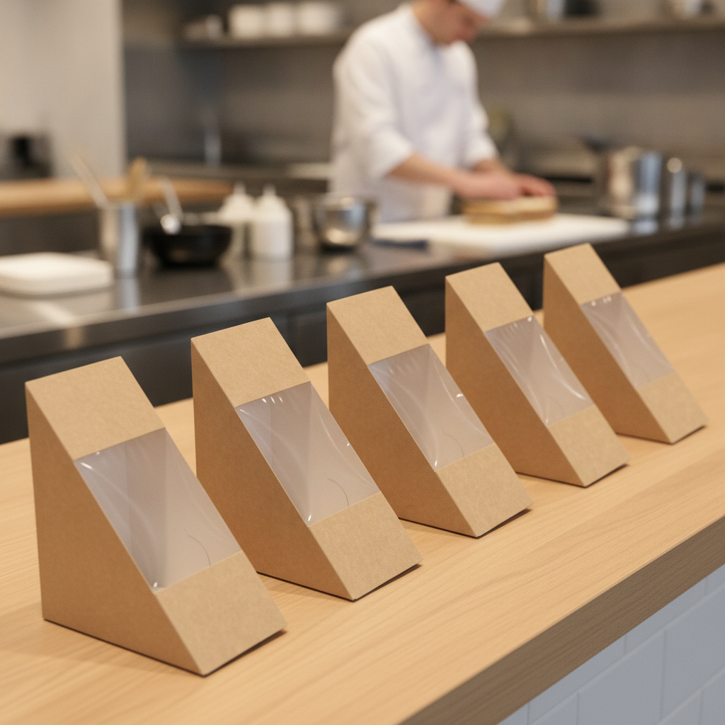 Recyclable Paperboard Sandwich Wedges for Takeaway Services (Pack of 500)