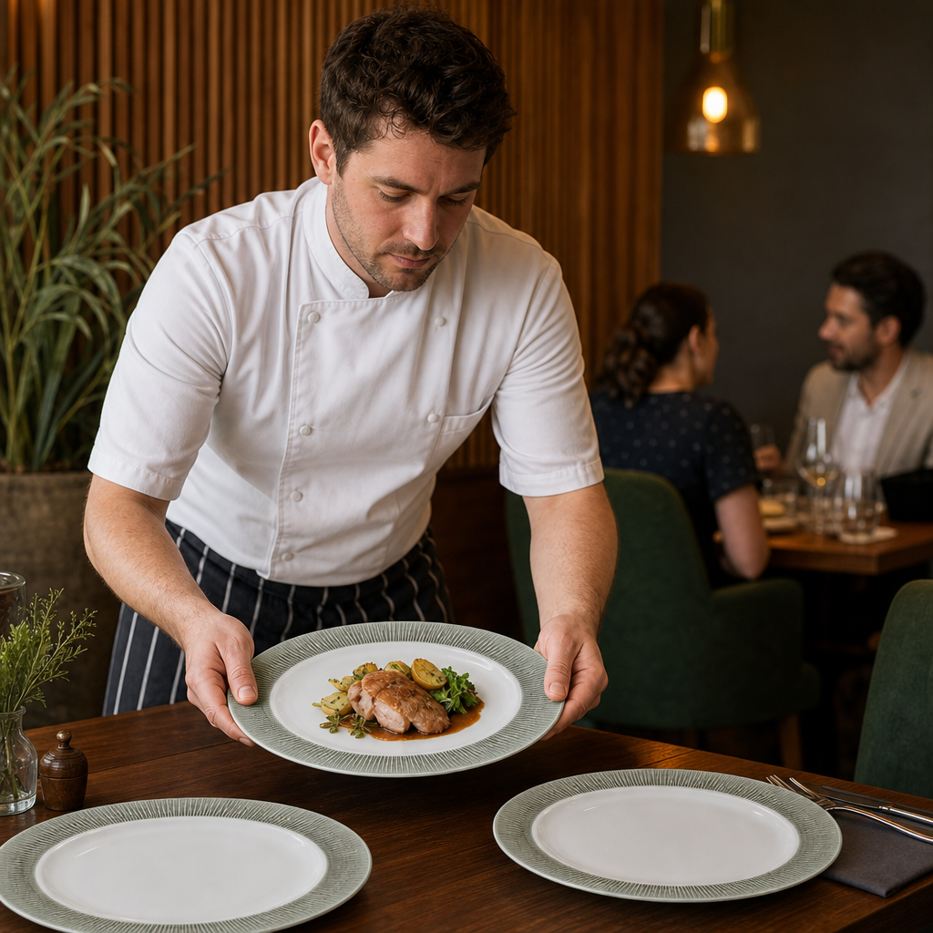 Presentation Plates 305mm Vitrified Ceramic for Restaurants (Pack of 12)