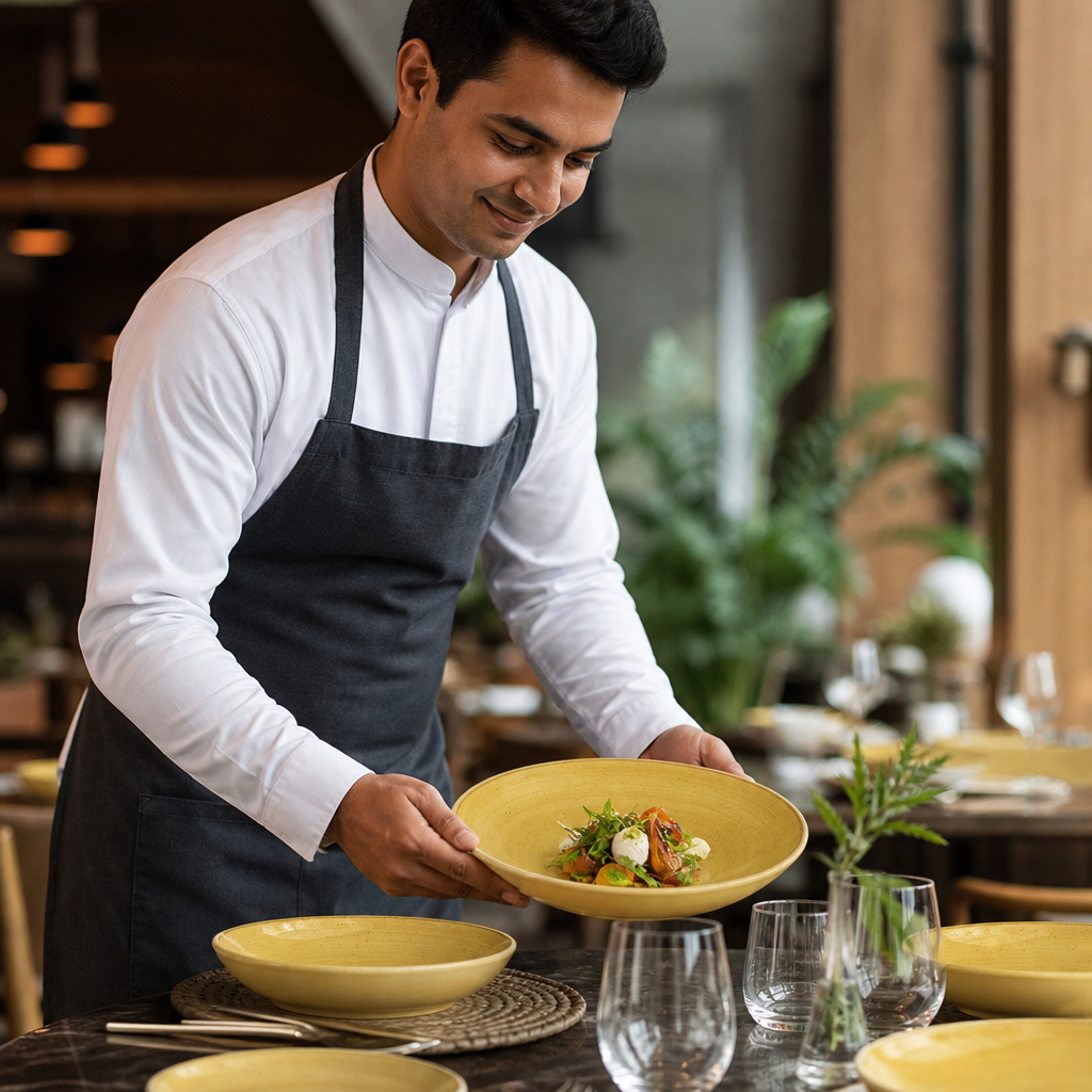 Coupe Bowls Yellow Vitrified Ceramic for Dining (Pack of 6)