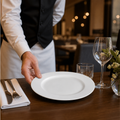 Wide Rim Plates 210mm White Porcelain for Dining and Entertaining (Pack of 12)