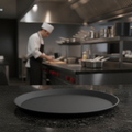 Fibreglass Round Non-Slip Tray Black for Food Service (280mm, 356mm, 406mm)