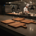 Acacia Wood Square Handled Serving Boards 380x355mm for Catering & Hospitality (Pack of 4)