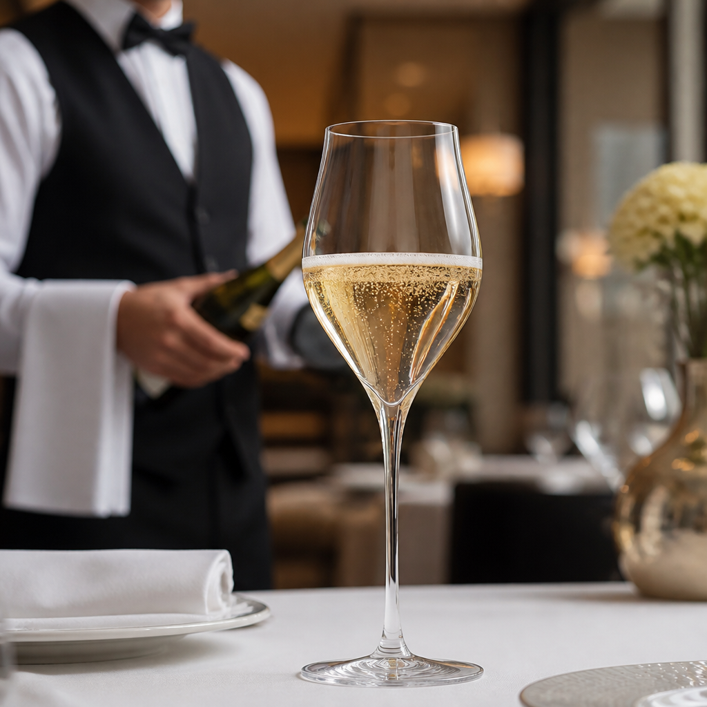 Clear Glass Champagne Flutes 300ml for Sparkling Wine Tasting (Pack of 24)