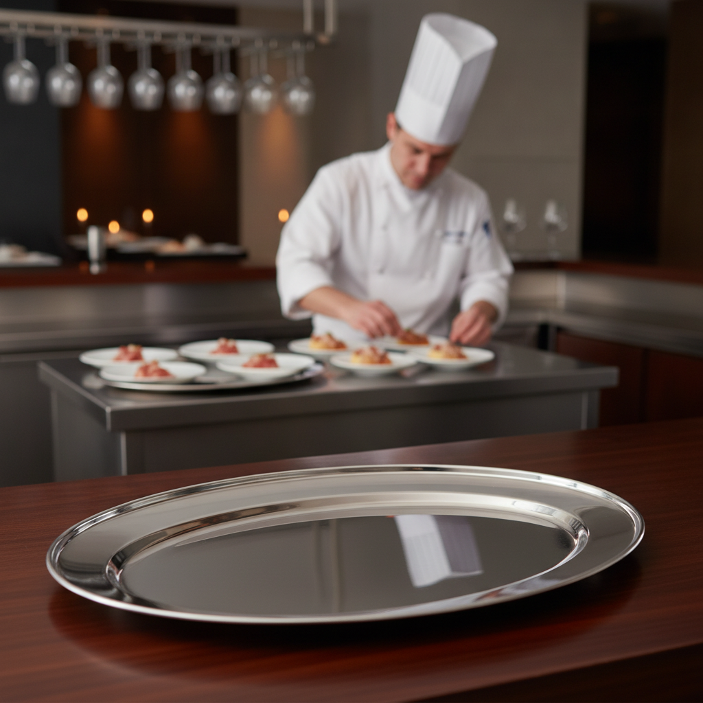 Stainless Steel Oval Serving Tray for Elegant Presentations