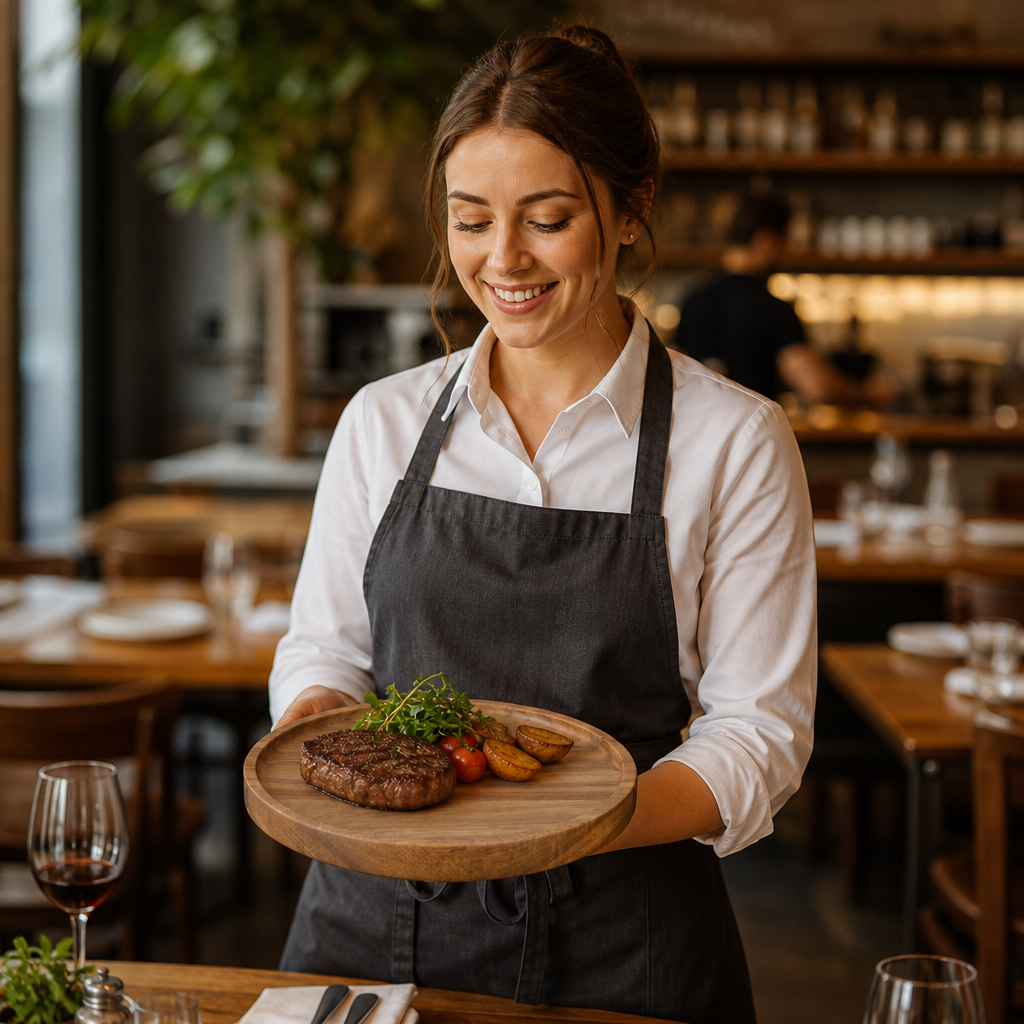 Acacia Wood Round Plate 200mm for Country Pubs & Cafés