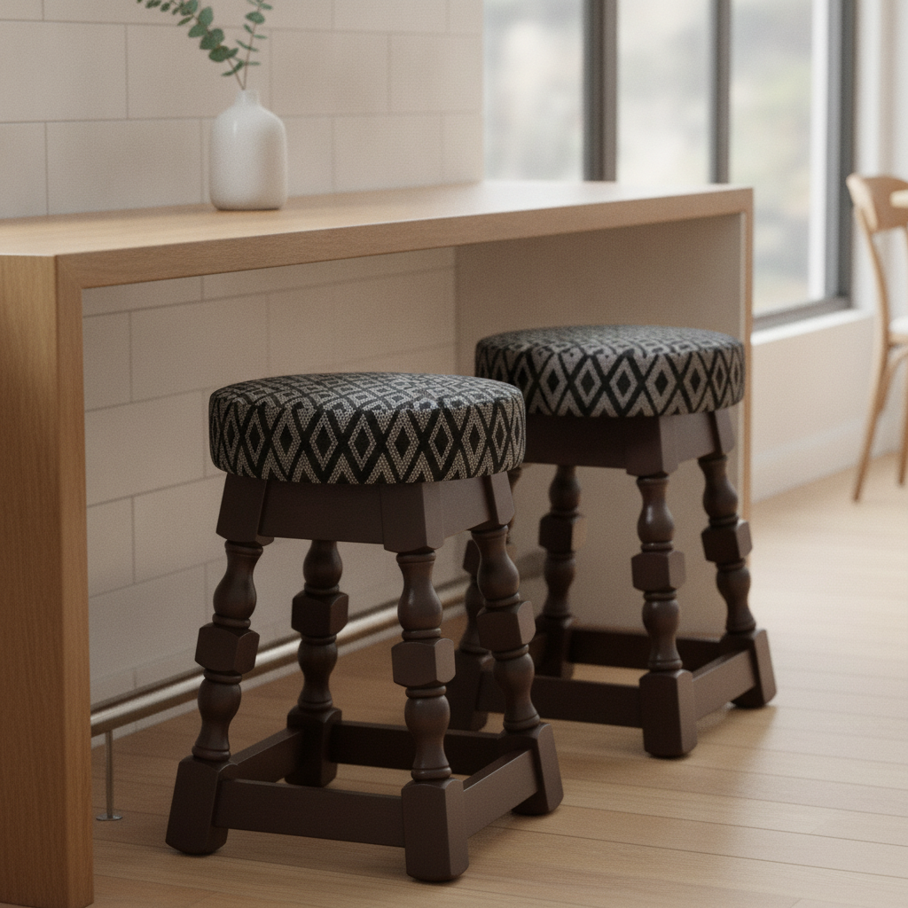 Rubber Wood Low Bar Stools 500x345mm for Casual Dining (Pack of 2)