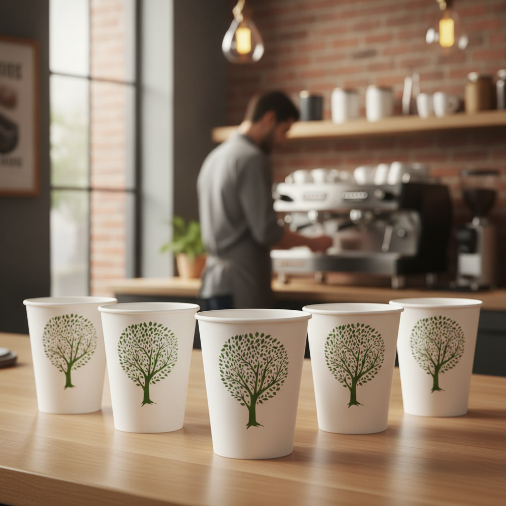 Compostable White Hot Cups 12oz for Takeaway Drinks (Pack of 1000)
