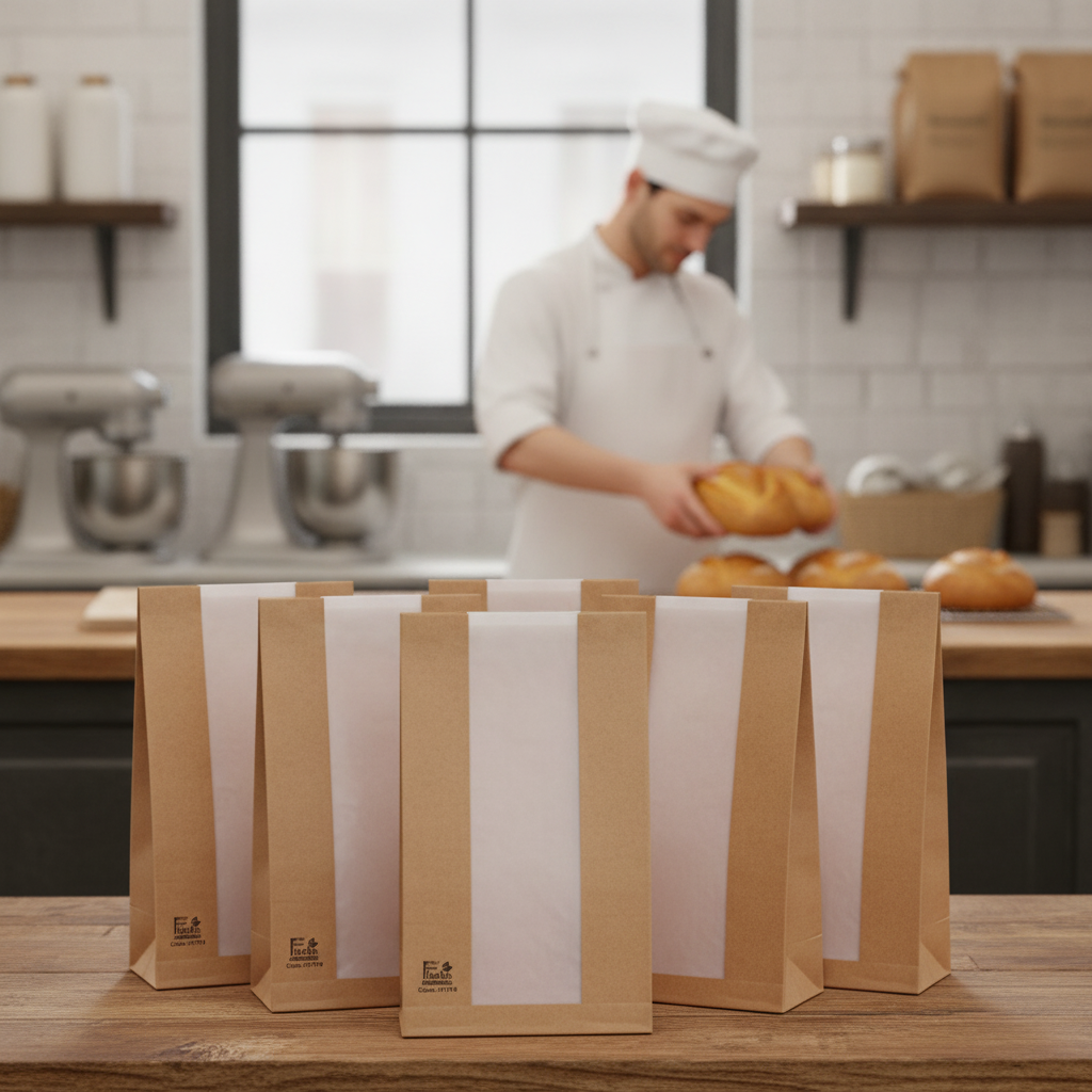 Compostable Paper Bread Bags 320x180mm for Bakery Items (Pack of 1000)