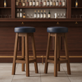 Rubber Wood High Stool with Bison Midnight Seat 760x335mm for Bars & Pubs (Pack of 2)