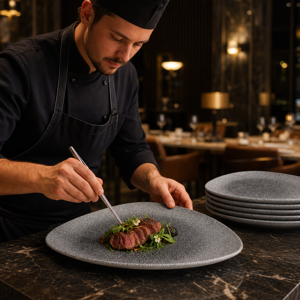 Triangular Plates 350mm Black Porcelain for Elegant Dining (Pack of 6)