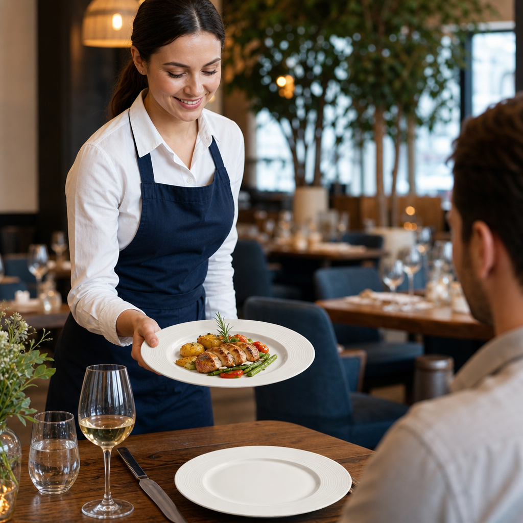 Rim Plates 255mm Porcelain for Casual Dining (Pack of 12)