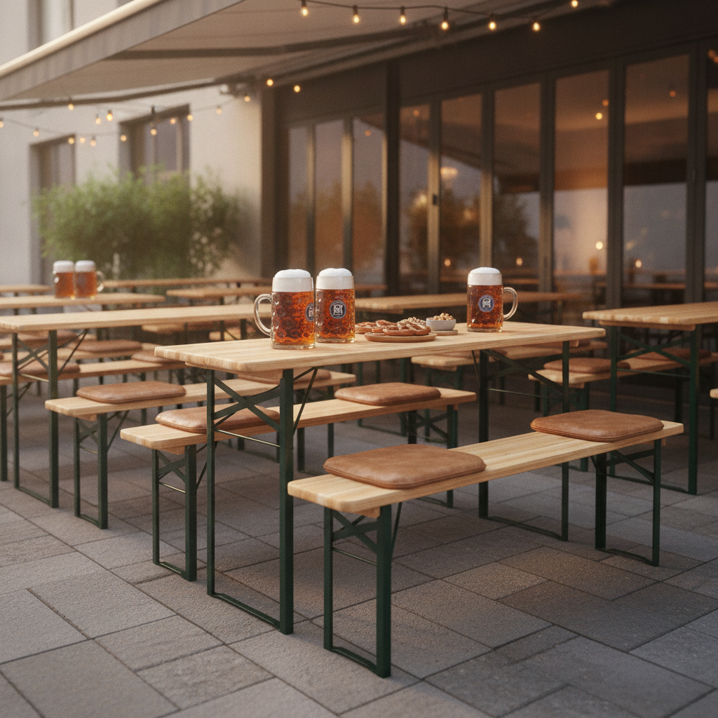Wood Beer Bench and Table Set 750mm for Outdoor Hospitality
