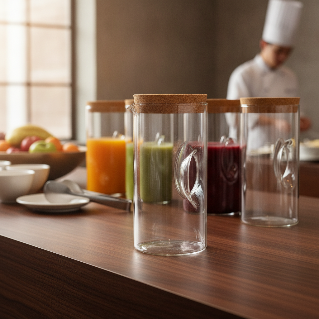 Glass Jar with Cork Lid 1.2L for Buffet Stations