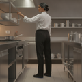 Cotton & Recycled Polyester Chef Trousers Black for Kitchen Staff