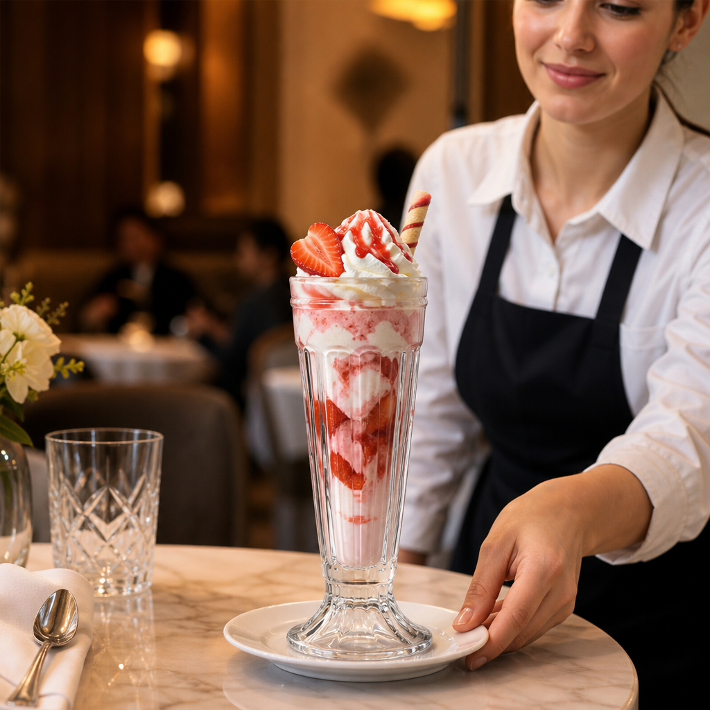 Glass Knickerbocker Glory Dessert Glass 280ml for Serving Desserts (Pack of 12)