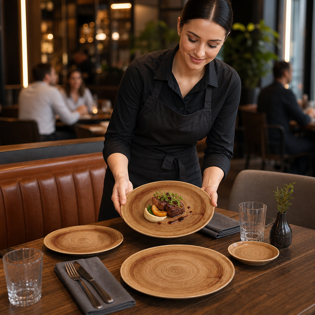 Coupe Plates Vintage Copper Porcelain for Contemporary Eateries (Pack of 12)