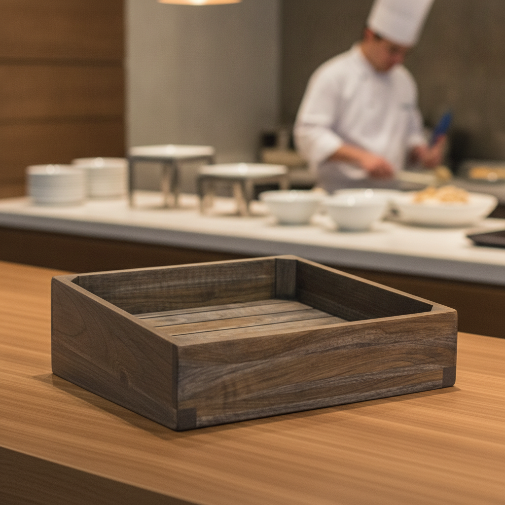 Wood Ash Grey Buffet System Angle Basket 356mm for Upscale Presentations